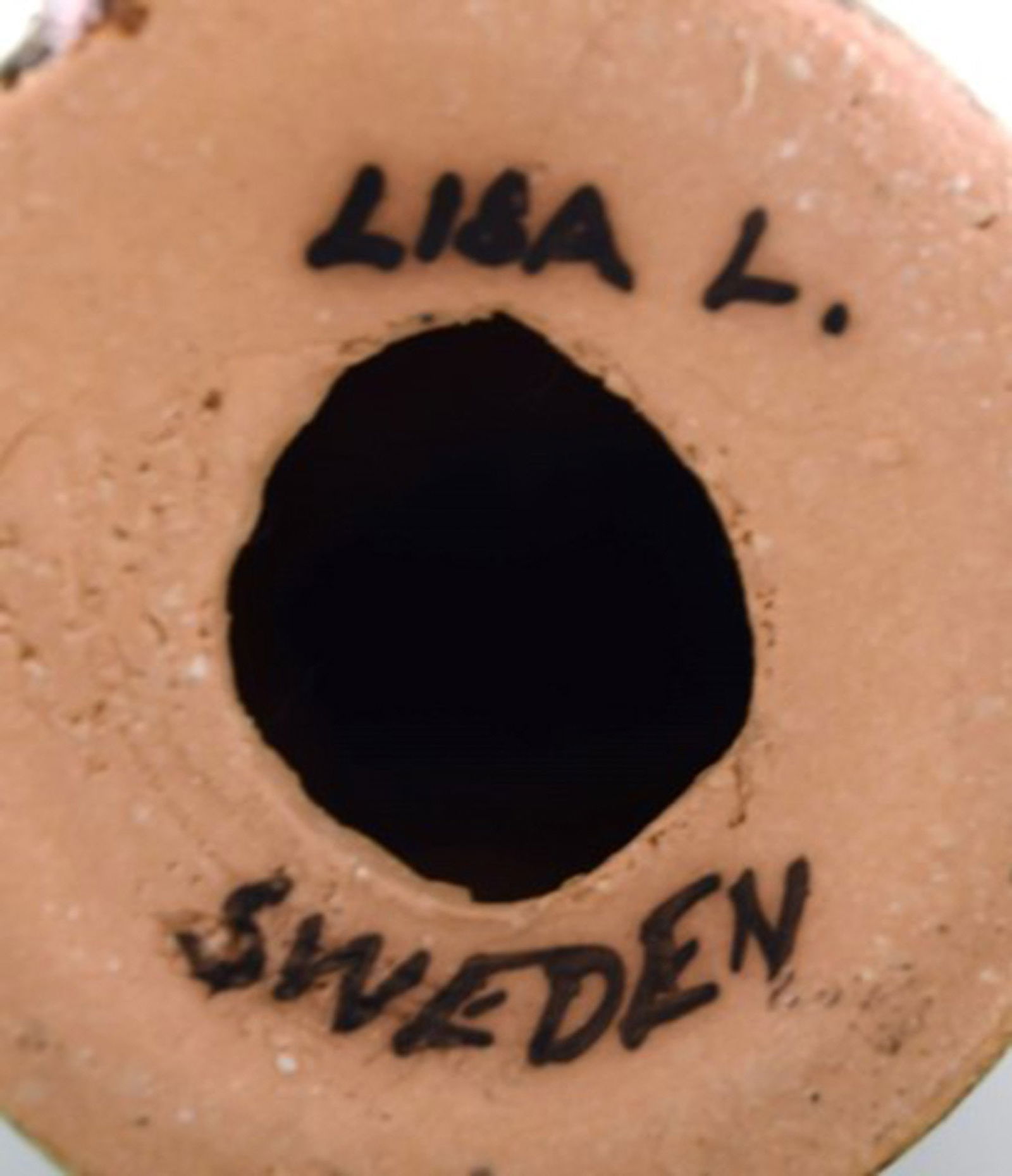 Very rare Lisa Larson unique figure of sitting woman in blue with golden rooster. - 7