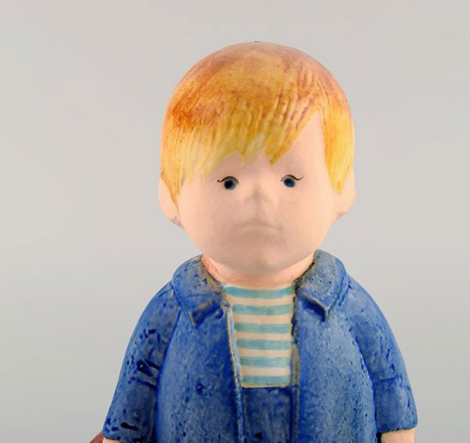Lisa Larson for Gustavsberg. Rare figure in glazed ceramics. Boy with bag. 1970 / 80s. - 2