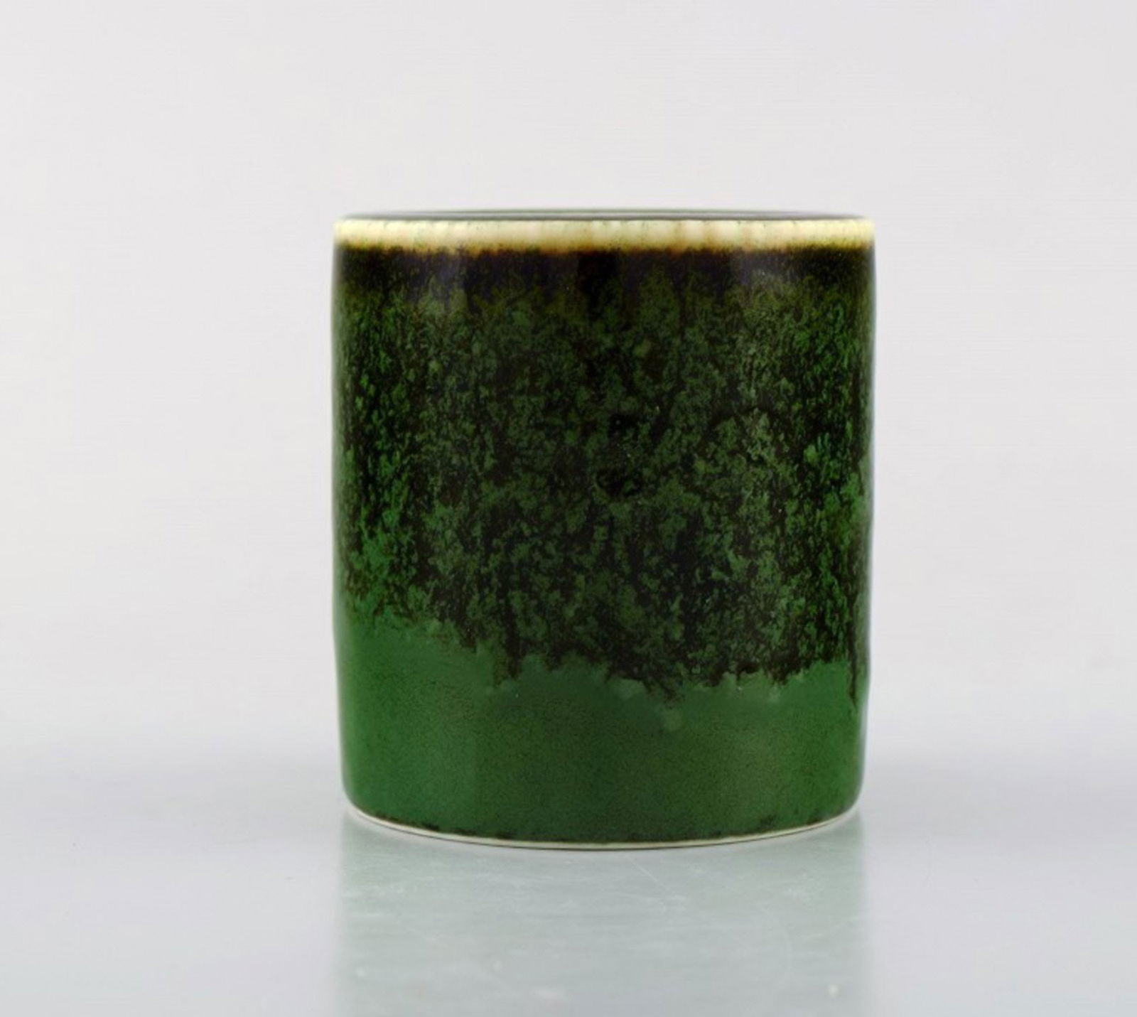 Rörstrand / Rorstrand. Ceramic pot / vase. Mid 20th century. Glaze in shades of green. (1 of 4)