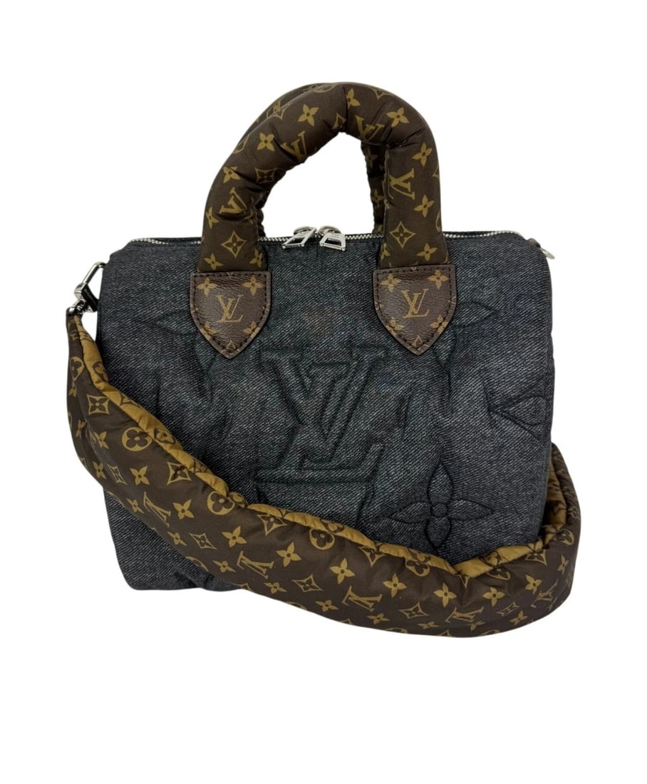 Louis Vuitton Speedy 25 Bandouliere Black Denim Puffer Hand Bag - 2