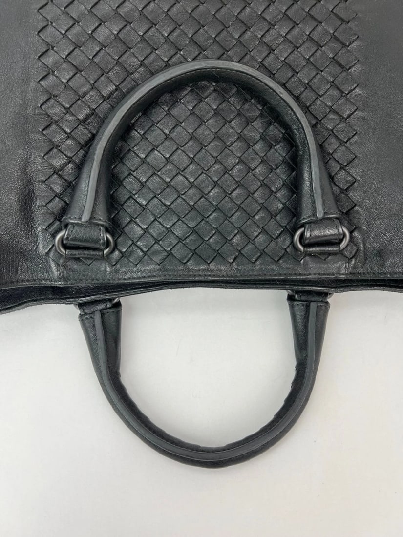 Bottega Veneta Nappa Intreciato Black Leather Messenger Tote Bag - 10