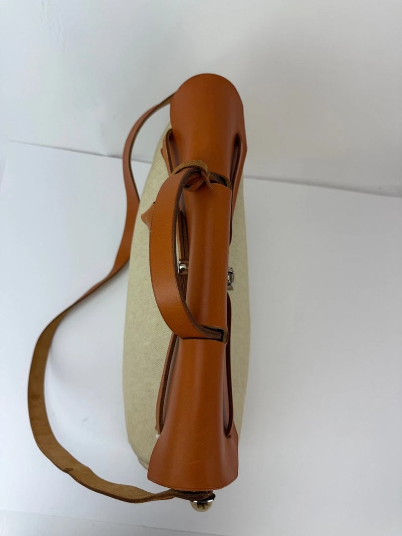 Hermes Toile Vache Herbag 39 MM Natural Shoulder Hand Bag - 12