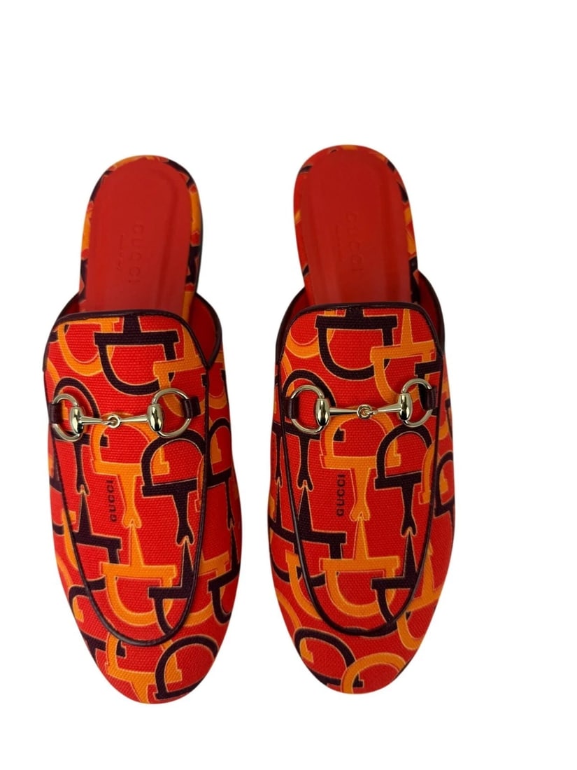 Gucci Princetown Horsebit Print Loafer Mules Slide Shoes Size 7.5 - 3
