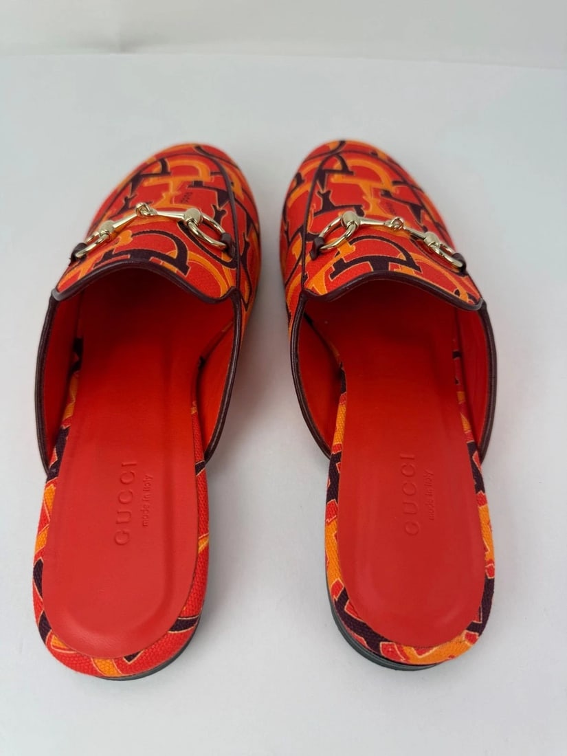 Gucci Princetown Horsebit Print Loafer Mules Slide Shoes Size 7.5 - 5