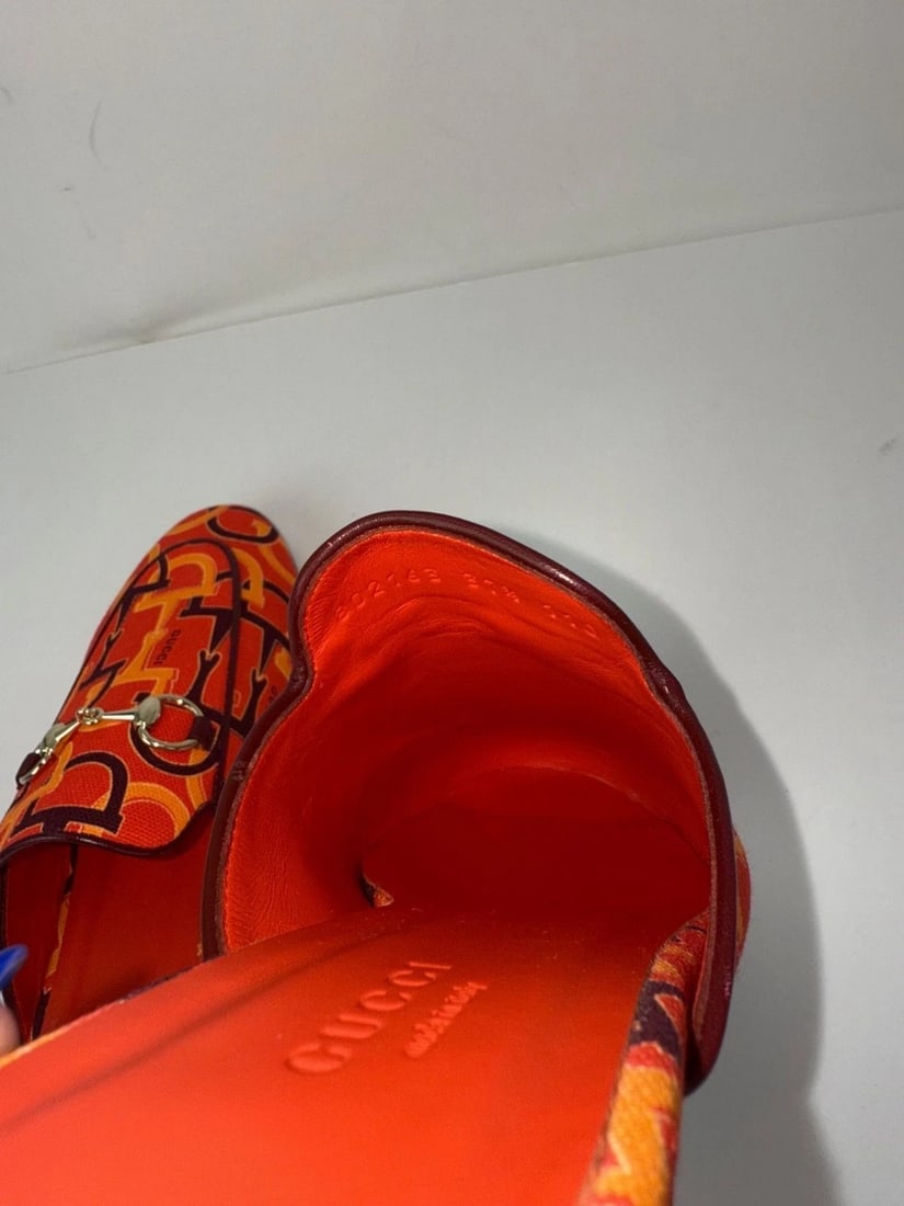 Gucci Princetown Horsebit Print Loafer Mules Slide Shoes Size 7.5 - 7