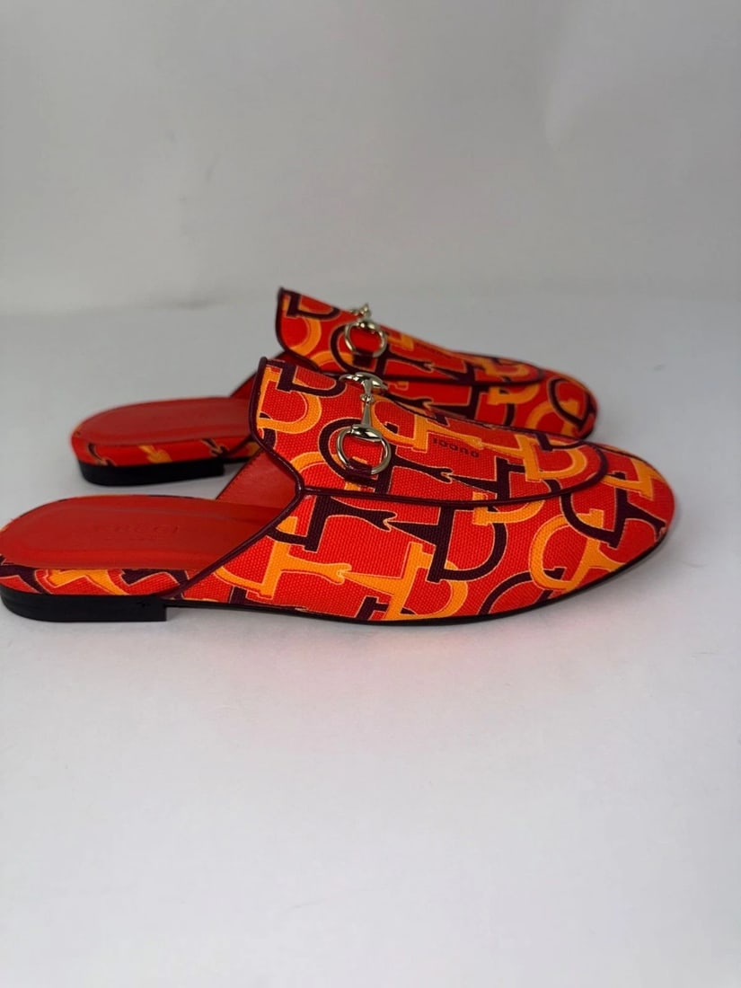 Gucci Princetown Horsebit Print Loafer Mules Slide Shoes Size 7.5 - 9