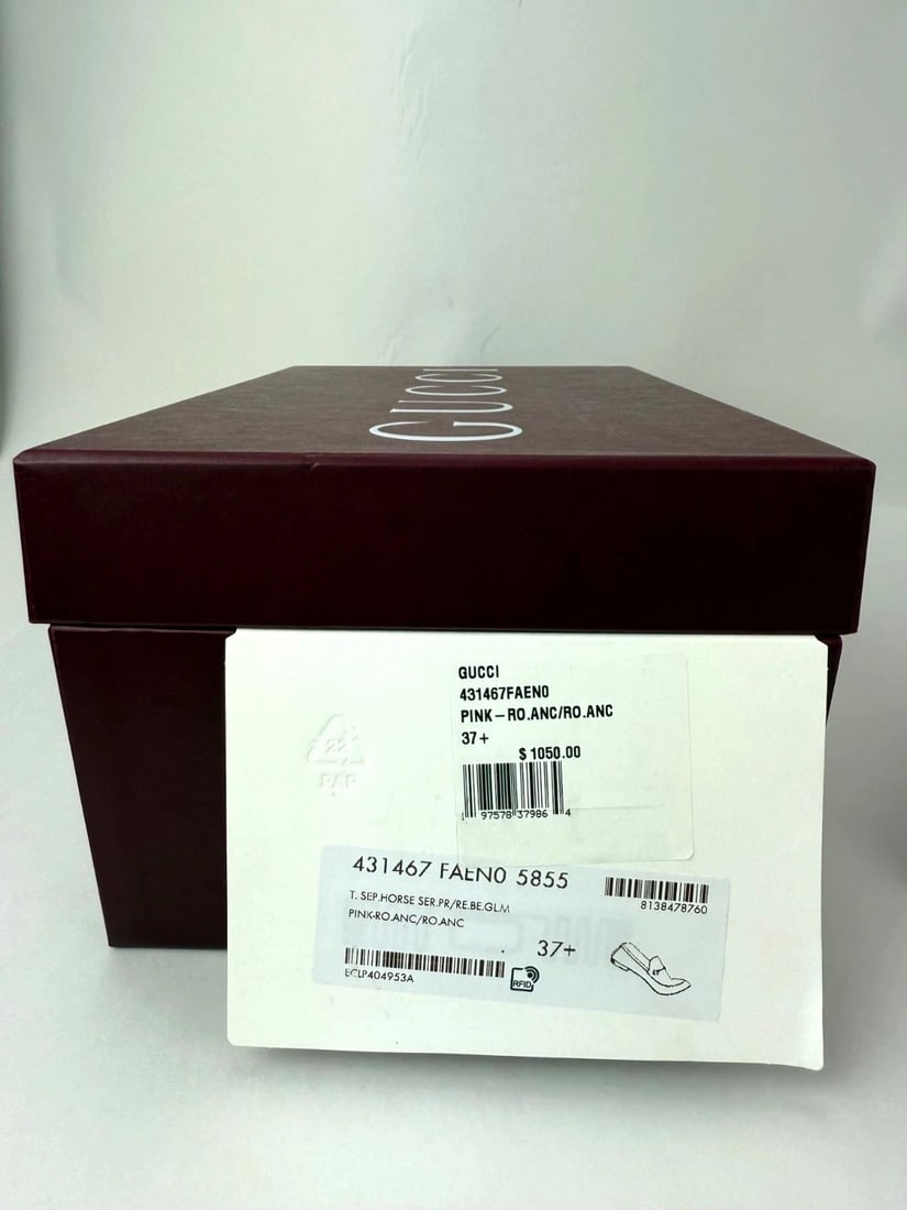 Gucci Jordaan Horsebit Pink Loafers Shoes Size 7.5 - 8