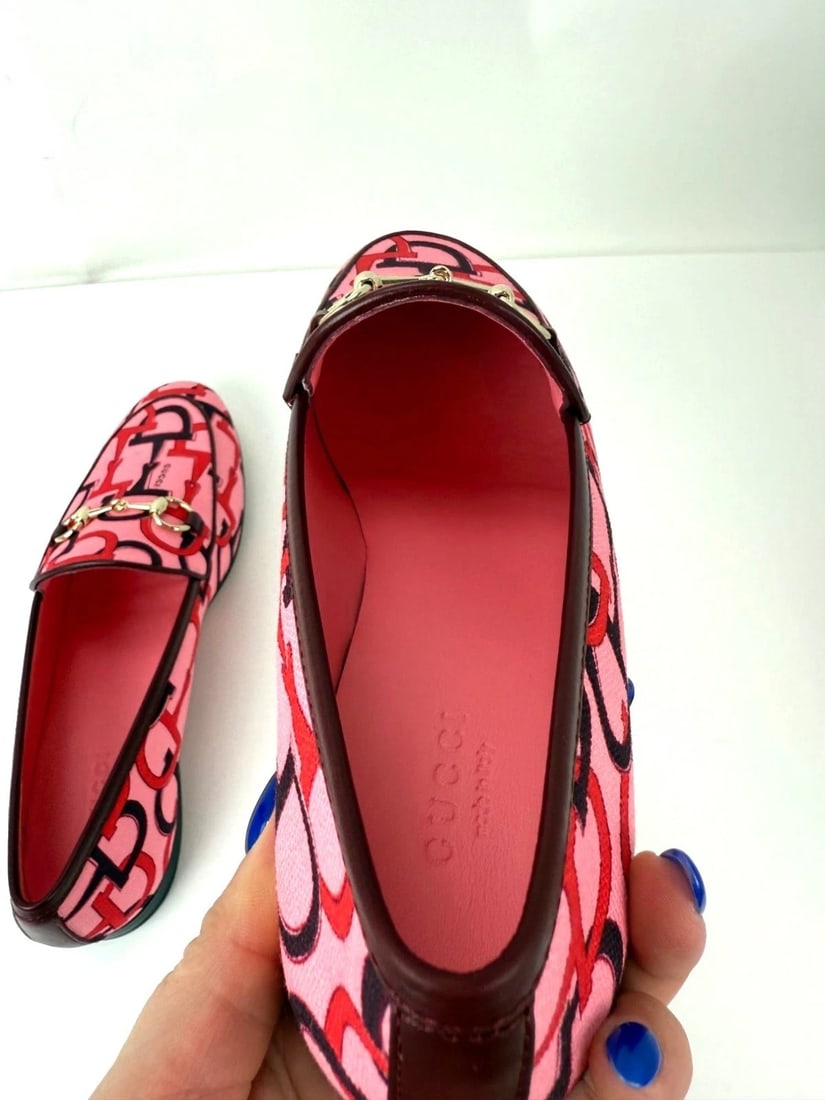 Gucci Jordaan Horsebit Pink Loafers Shoes Size 7.5 - 9