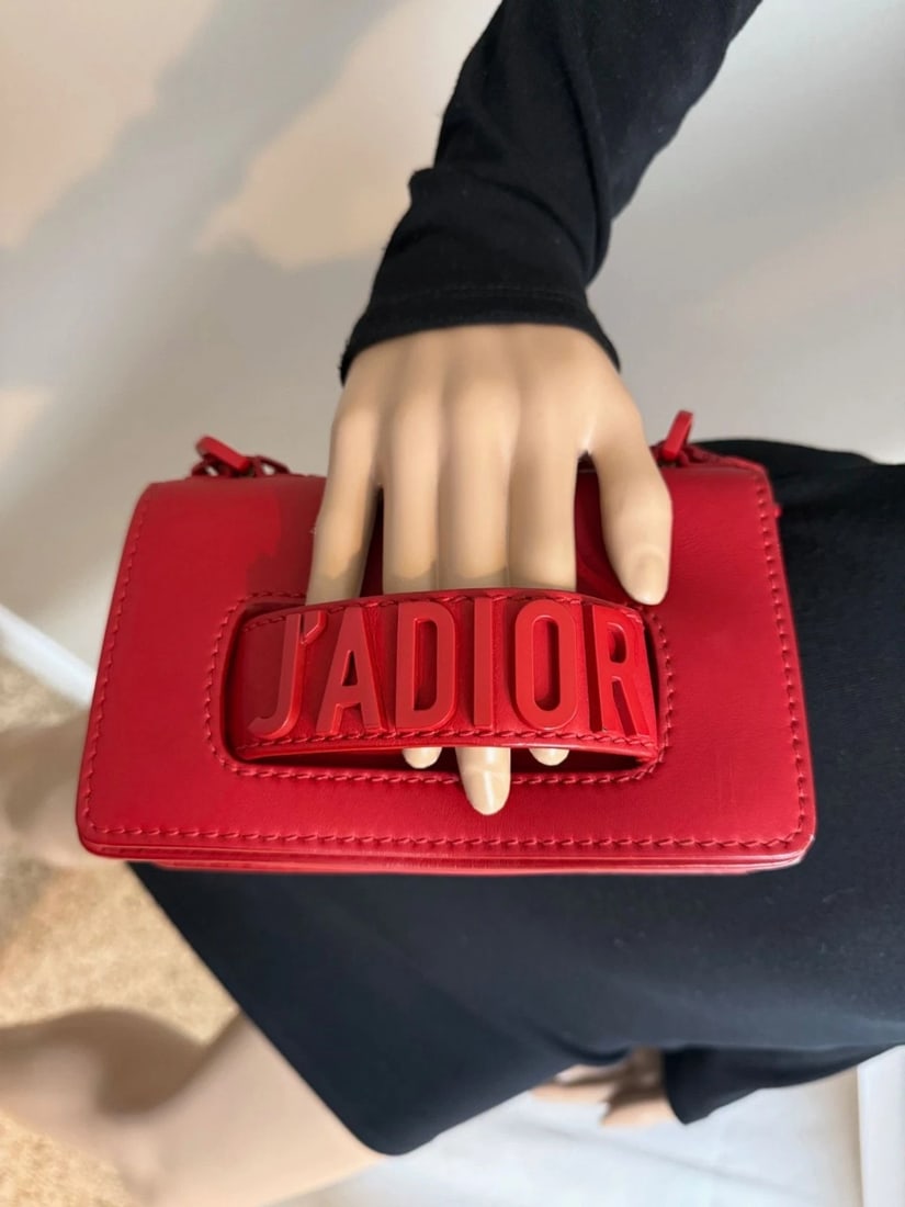 Christian Dior Ultra Matte Calfskin Mini J'Adior Red Flap Bag Clutch - 8