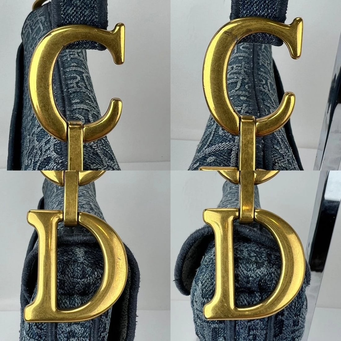 Christian Dior Oblique Embroidered Saddle Denim Blue Canvas Shoulder Bag - 18