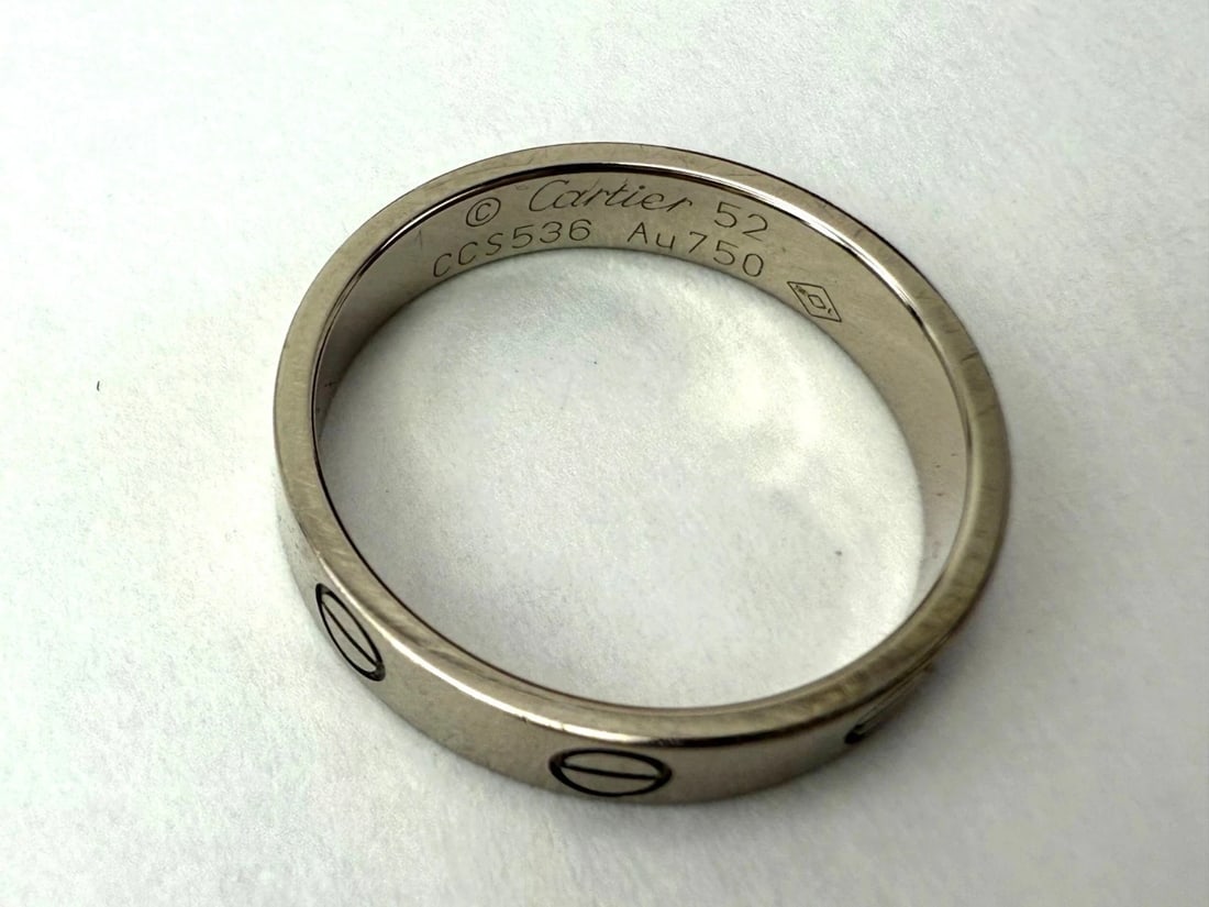 Cartier 18 K White Gold Love Small Model Wedding Band Ring US: 6 European: 52 - 15