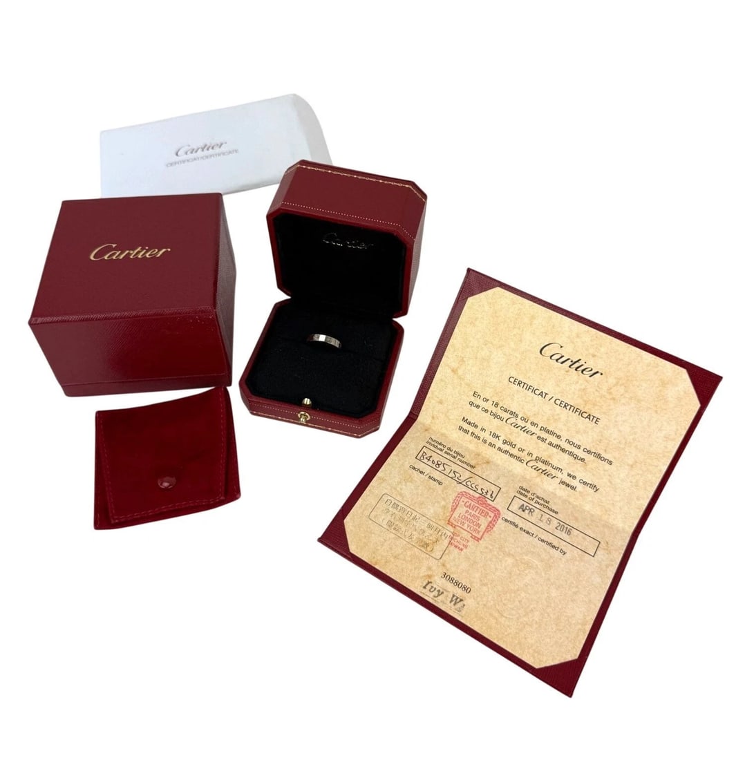 Cartier 18 K White Gold Love Small Model Wedding Band Ring US: 6 European: 52 - 3