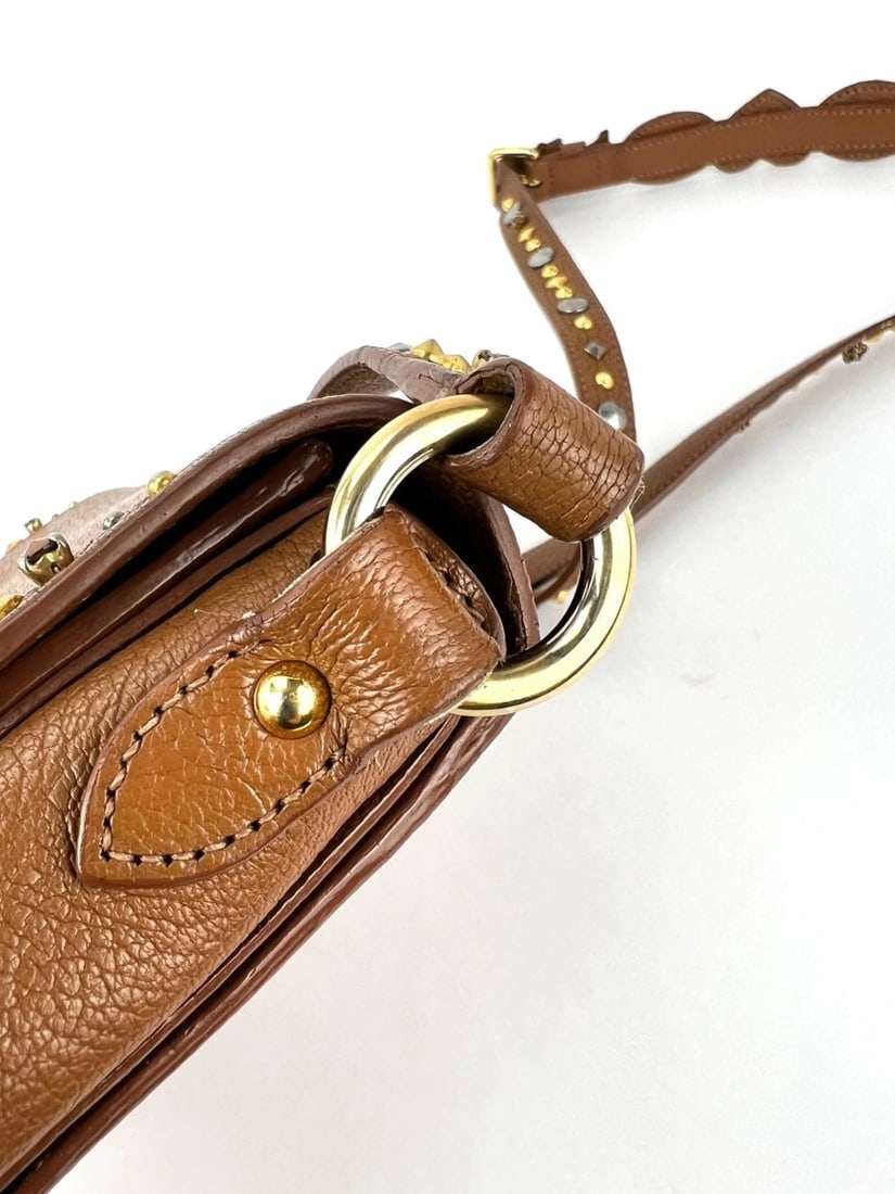 Miu Miu Madres Brown Leather Crystals Crossbody - 16