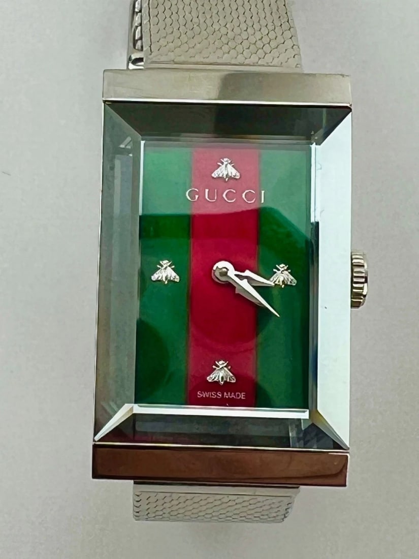 Gucci G-Frame Rectangular Stainless Steel Dial Watch - 6