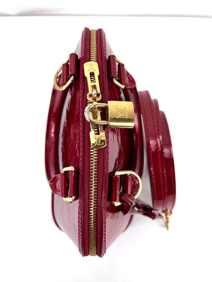 Louis Vuitton Alma BB Monogram Red Vernis Patent Leather Crossbody Bag - 12