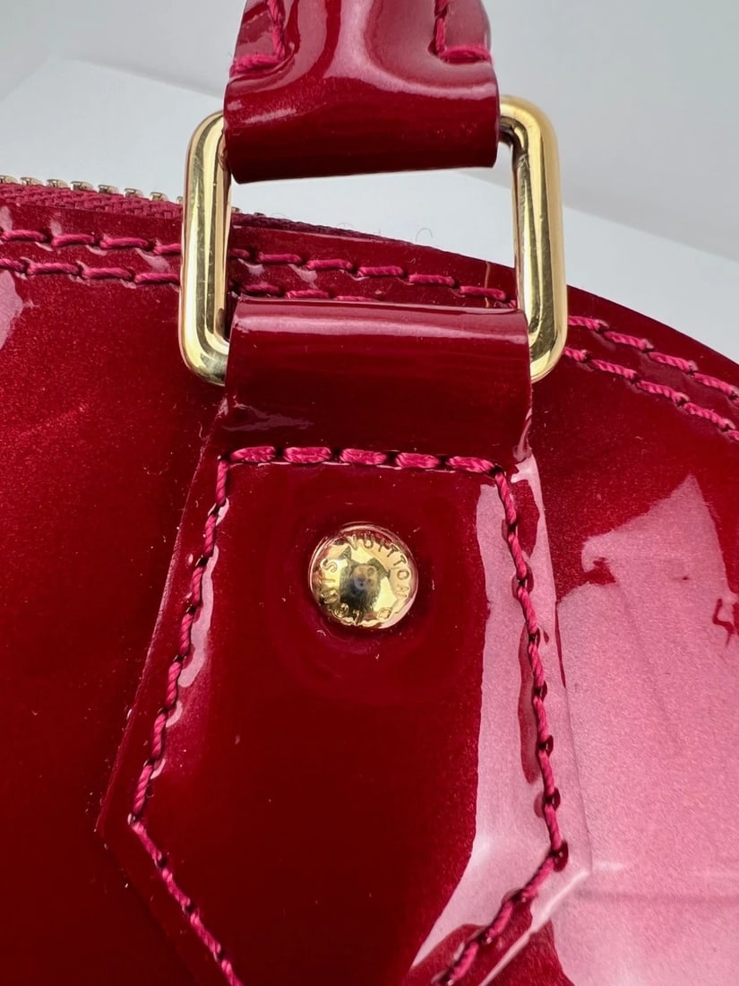Louis Vuitton Alma BB Monogram Red Vernis Patent Leather Crossbody Bag - 15