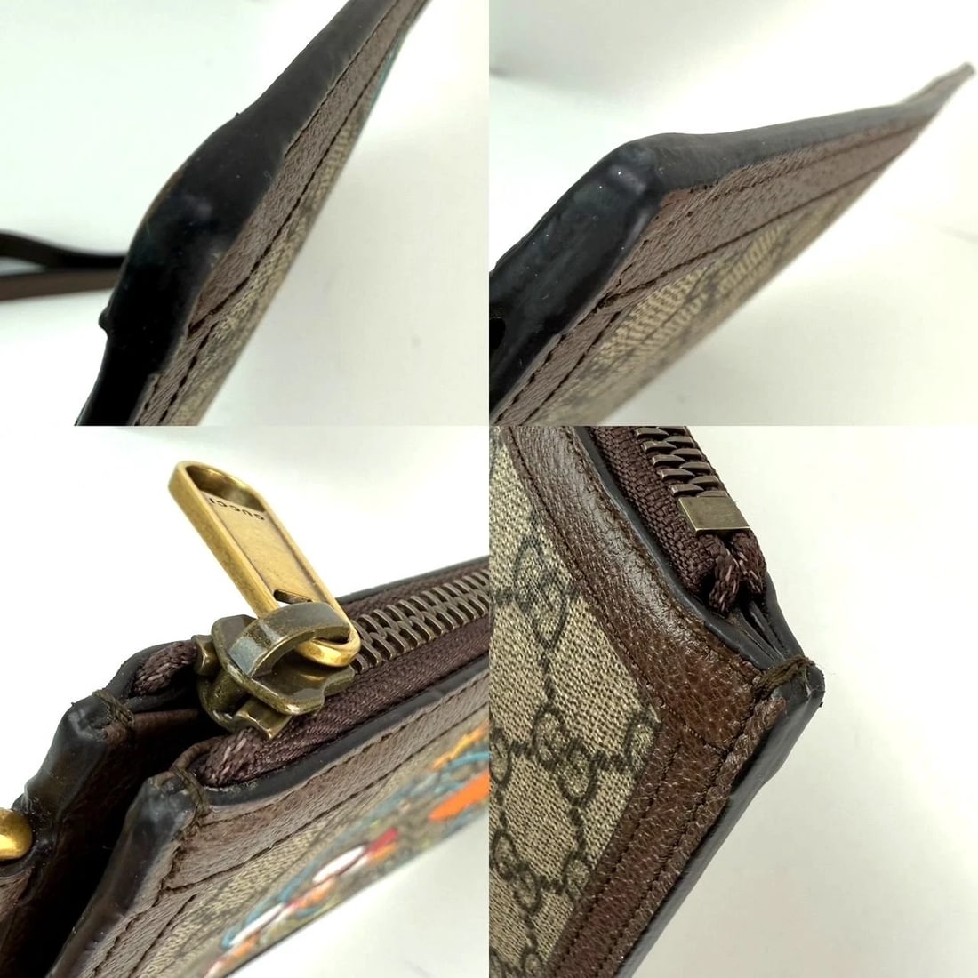 Gucci Disney Donald Duck GG Supreme Zip Beige Clutch Wristlet Bag - 17