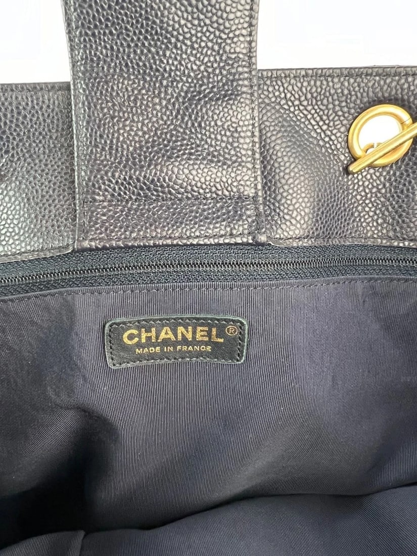 Chanel Caviar Quilted Large Classic Shopping Blue Leather Tote - 4
