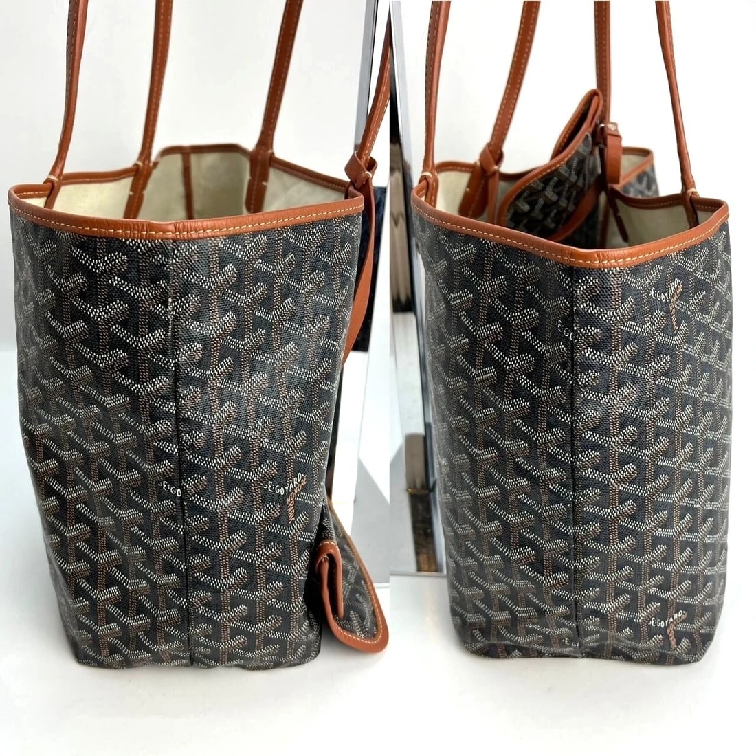 GOYARD St. Louis Goyardine PM Black Tote - 8