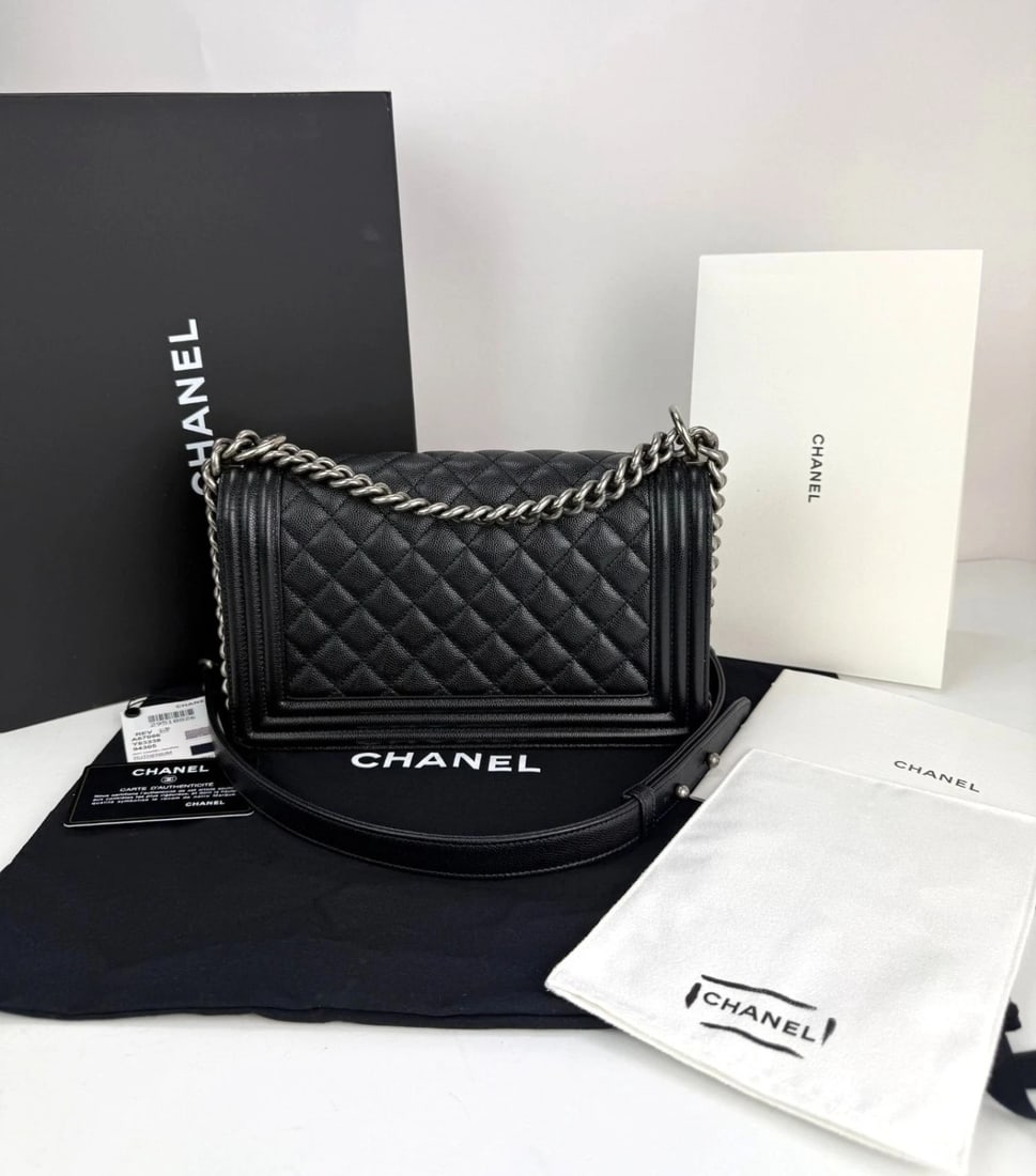 Chanel Caviar Quilted Medium Black Boy Flap Shoulder Bag - 3