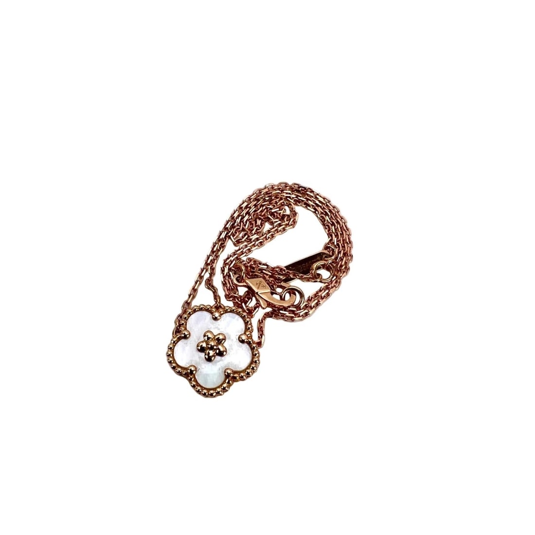 Van Cleef 18K Rose Gold Mother of Pearl Lucky Spring Plum Necklace - 14