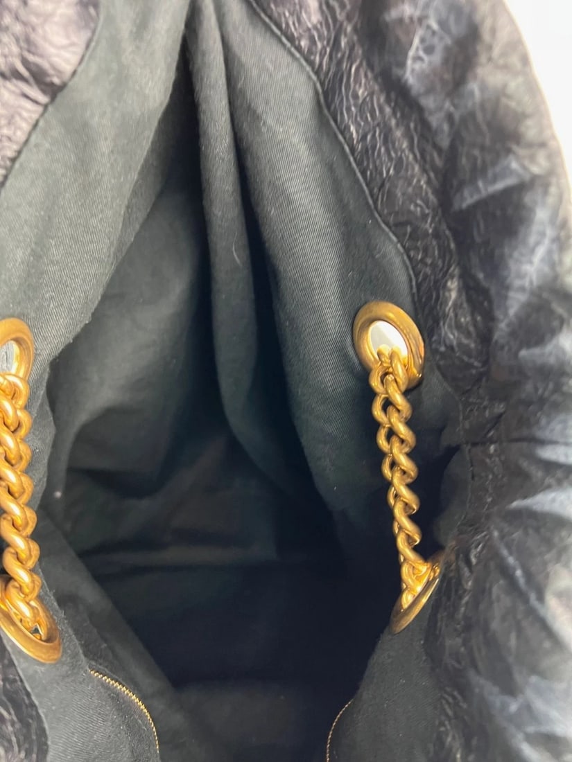 Balenciaga Leather Crush Medium Black Paris Charms Tote Bag - 9