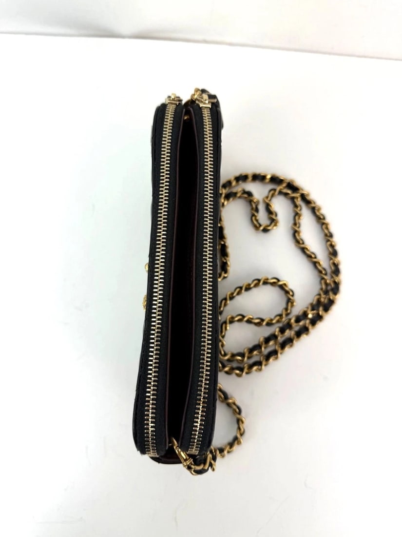 Chanel Lucky Charms 2.55 Black Double Zip WOC Wallet Clutch Bag - 18