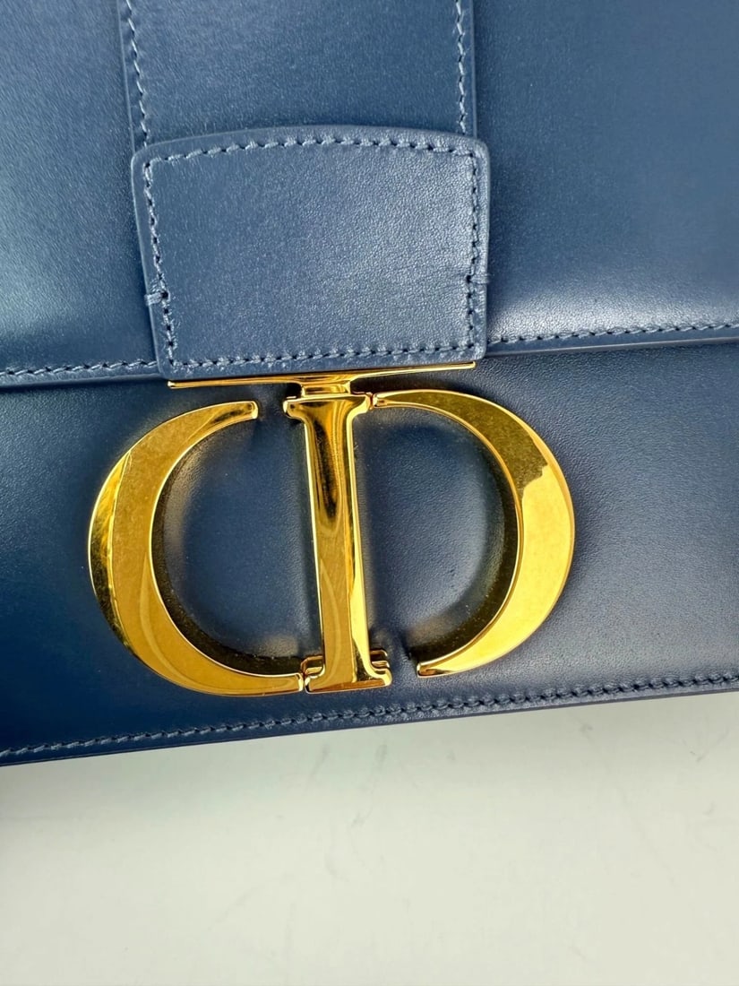 Christian Dior 30 Montaigne Smooth Calfskin Box Dark Denim Bag - 19