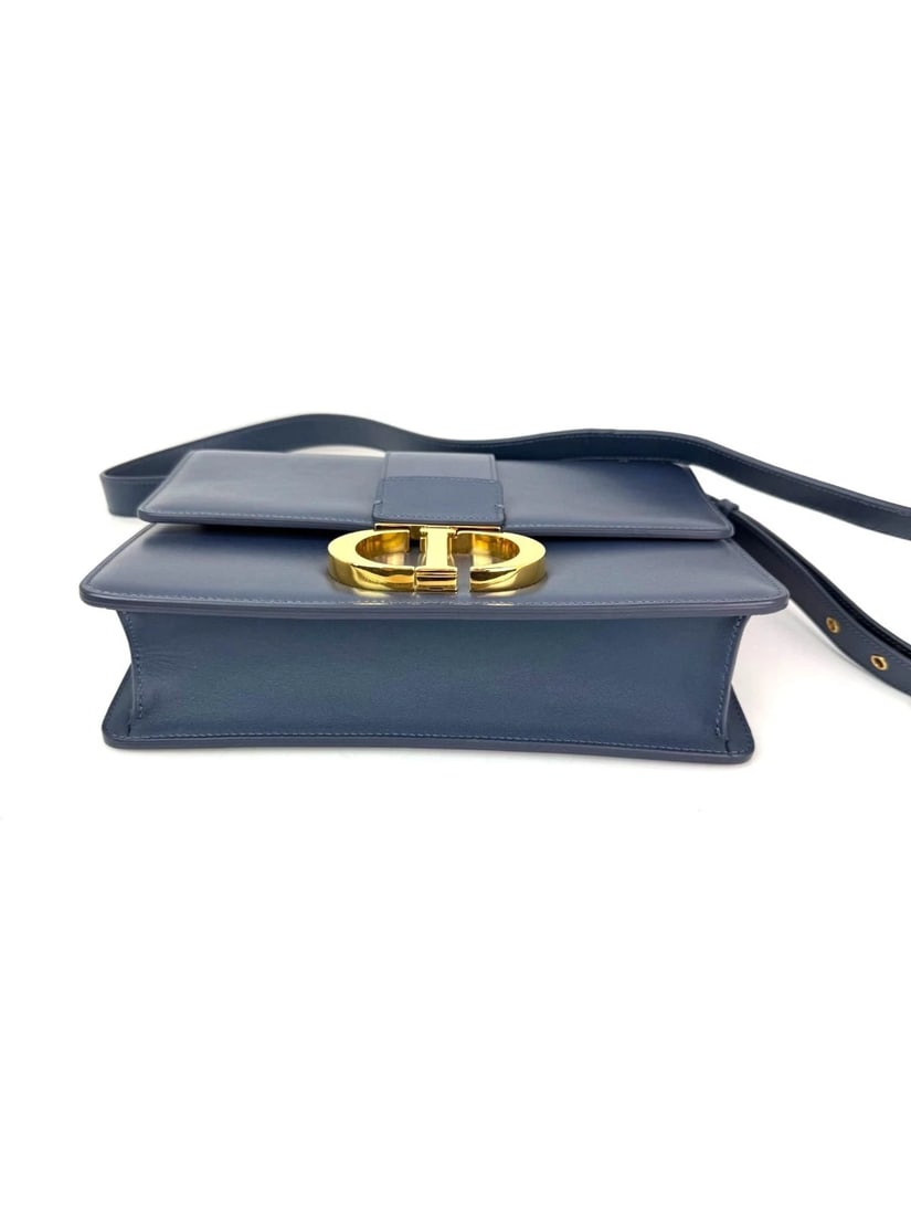 Christian Dior 30 Montaigne Smooth Calfskin Box Dark Denim Bag - 4
