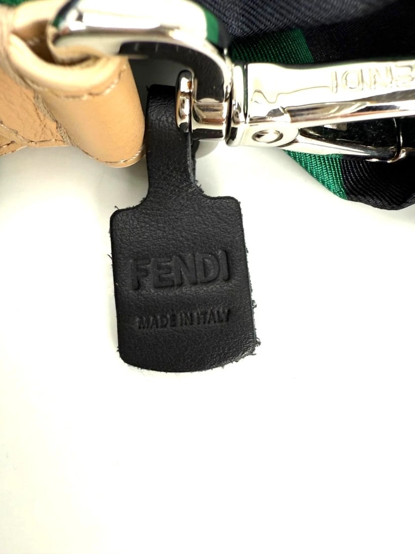 Fendi Silk Calfskin Bag You Strap Green and Black - 14