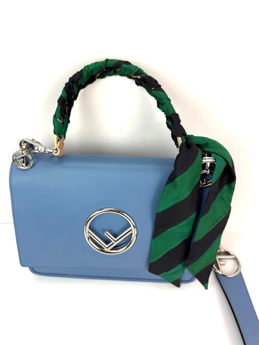 Fendi Silk Calfskin Bag You Strap Green and Black - 4