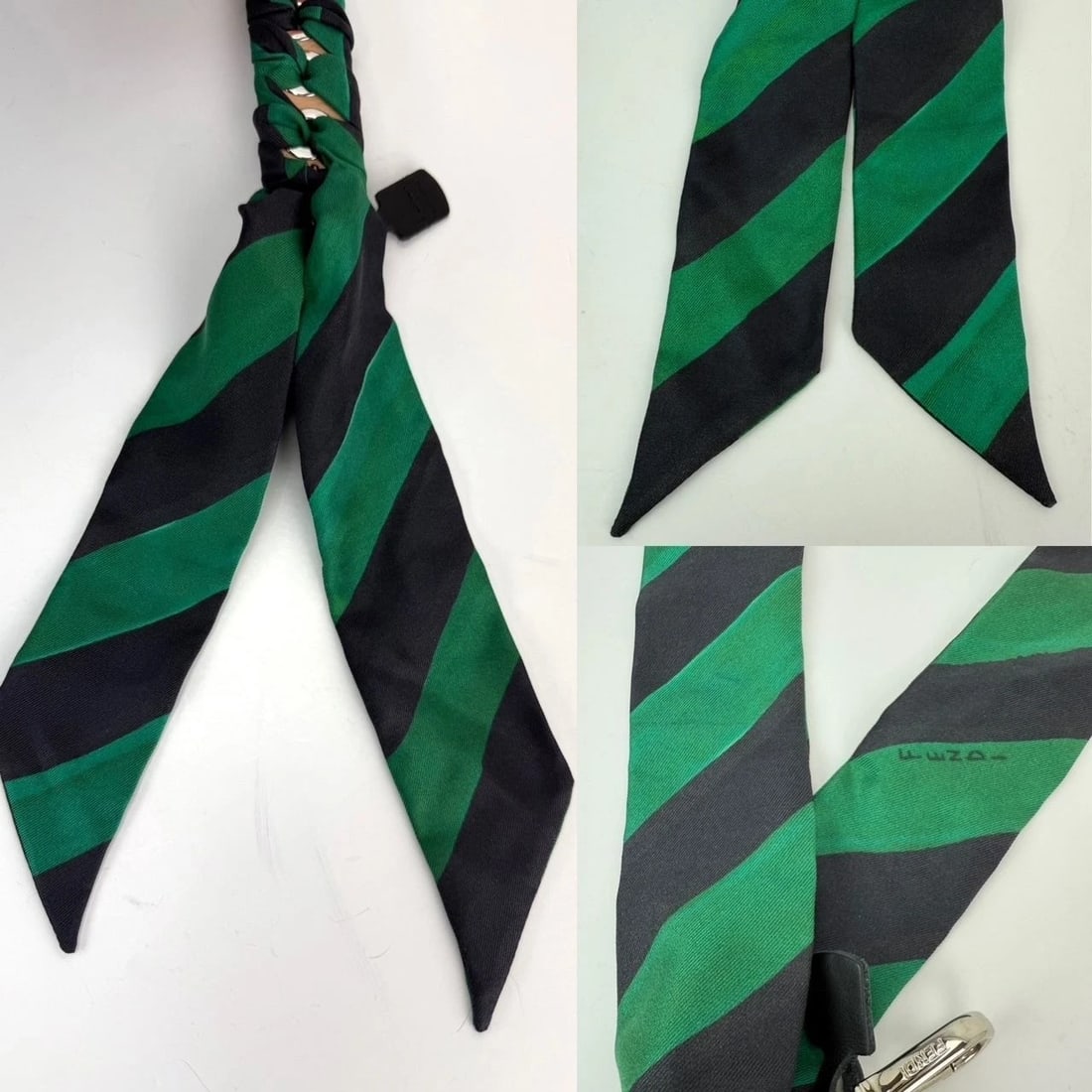 Fendi Silk Calfskin Bag You Strap Green and Black - 6