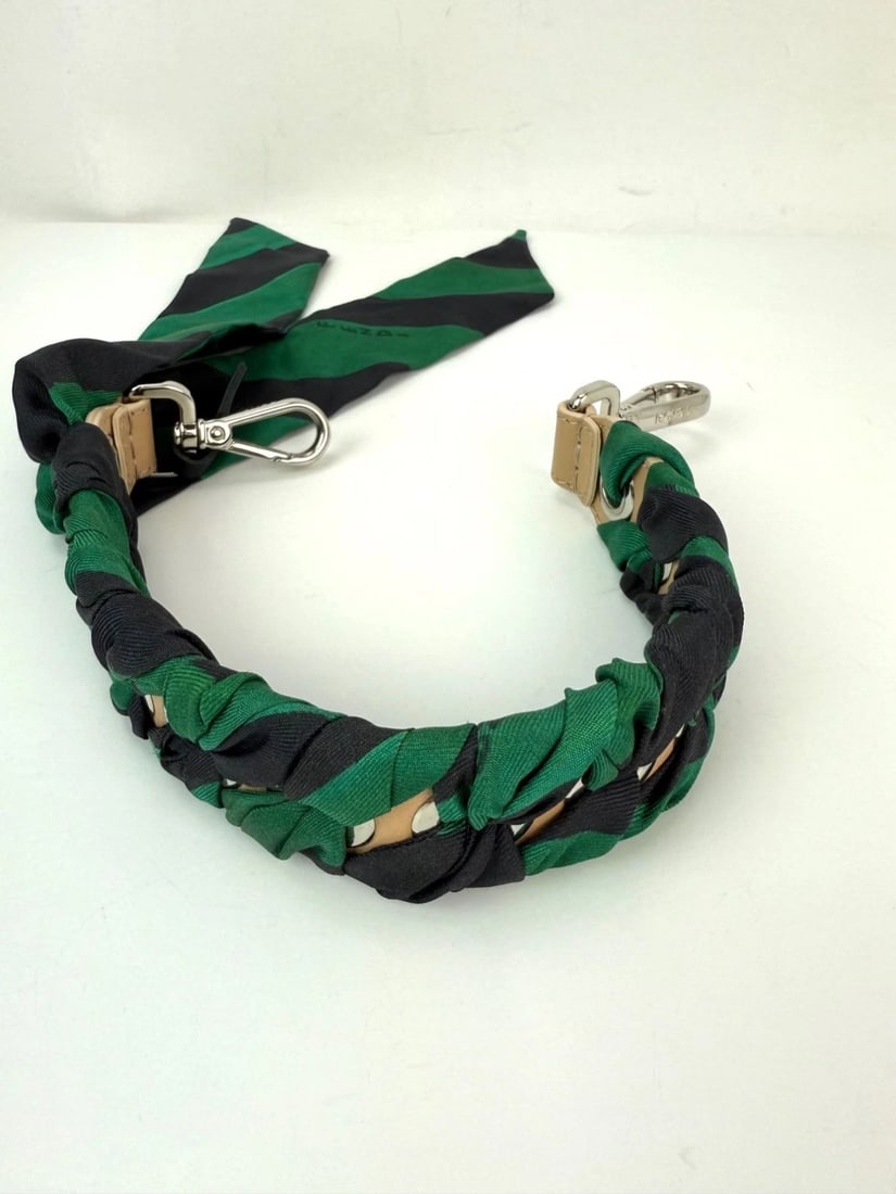 Fendi Silk Calfskin Bag You Strap Green and Black - 8