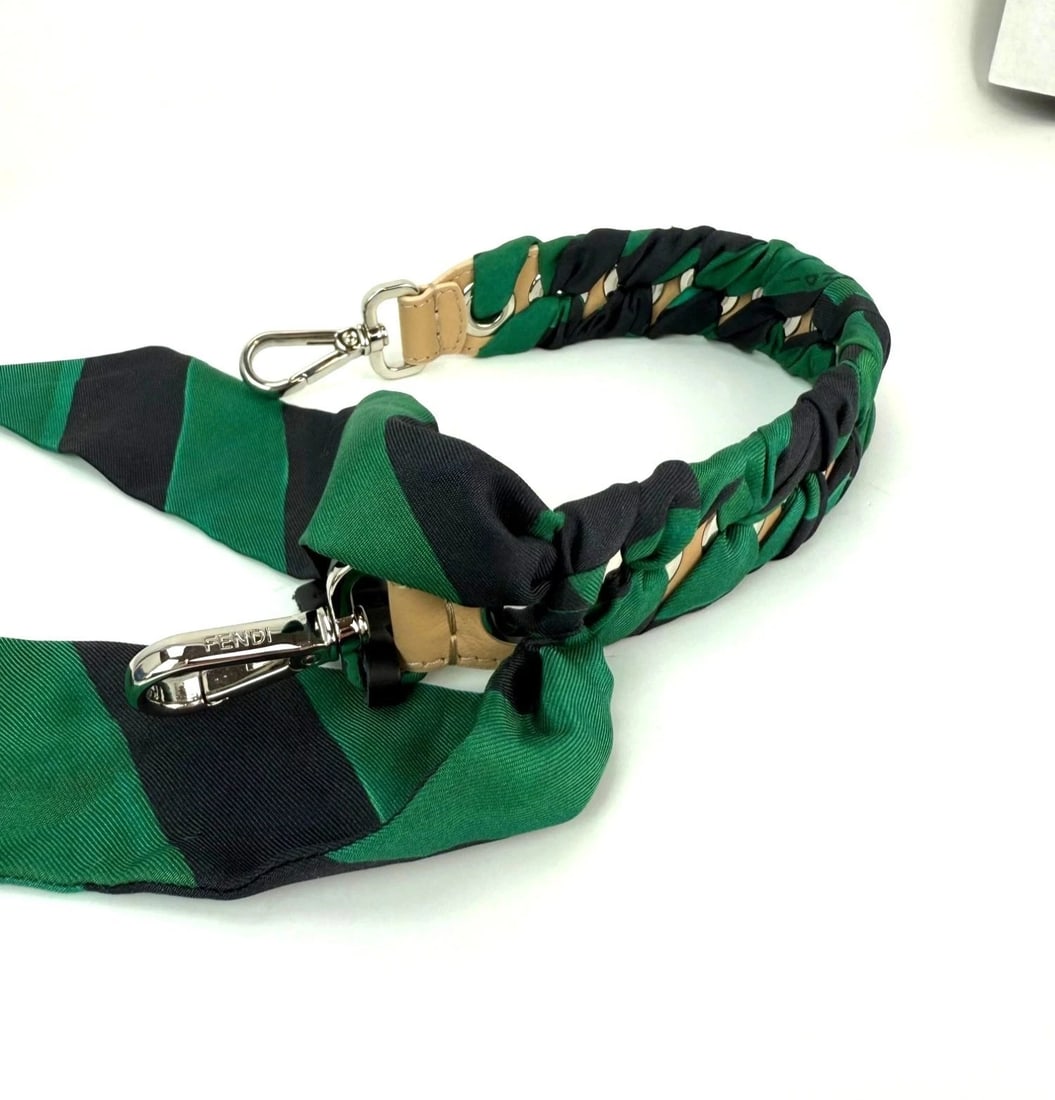 Fendi Silk Calfskin Bag You Strap Green and Black - 9