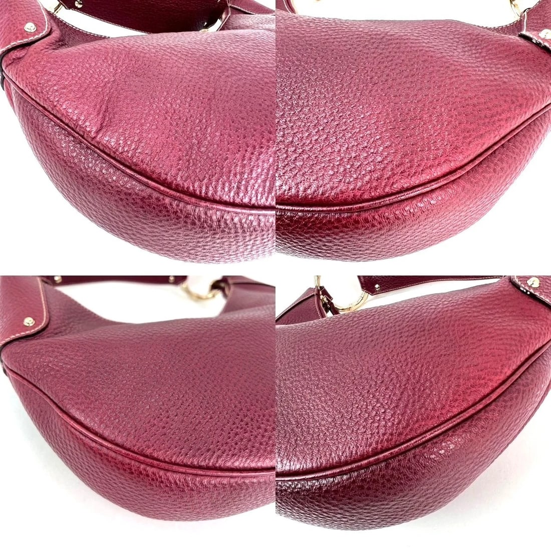 Gucci Half Moon Burgundy Leather Bamboo Ring Hobo Bag - 15