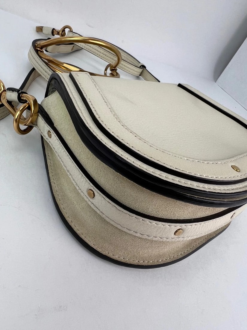 Chloe Nile Small Beige Leather Wrist Crossbody Bag - 18