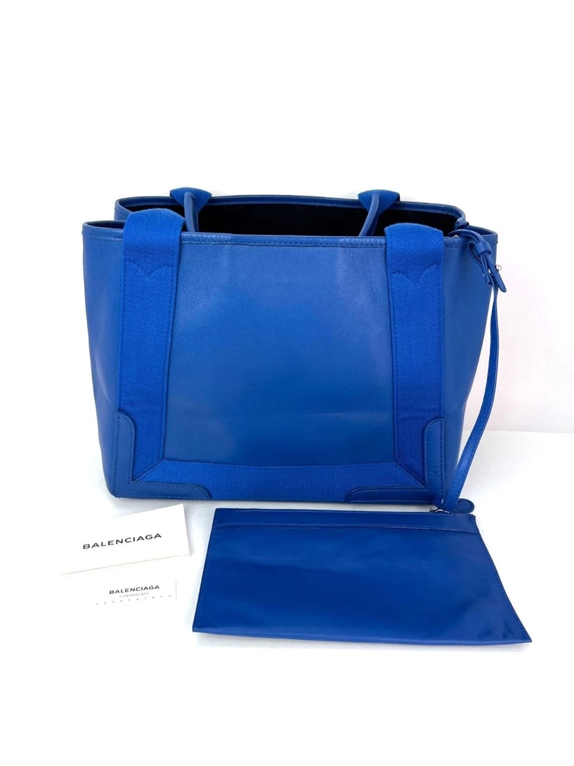 Balenciaga Calfskin S Navy Cabas Blue Tote and Pouch Set - 3