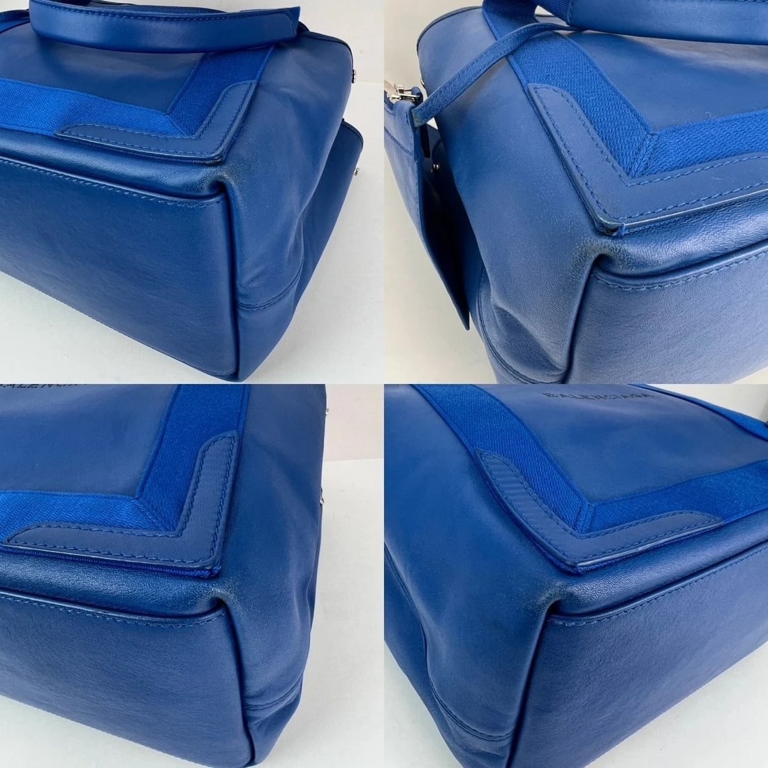 Balenciaga Calfskin S Navy Cabas Blue Tote and Pouch Set - 9