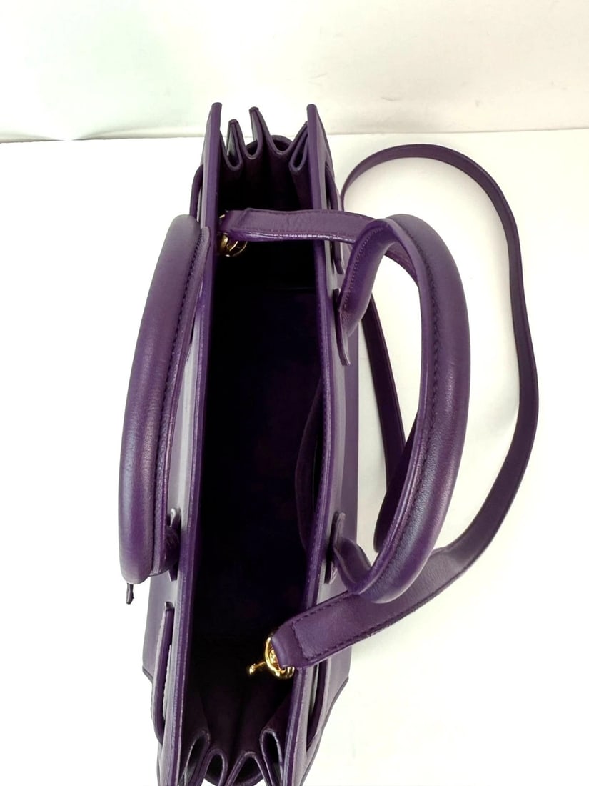 Saint Laurent Sac De Jour Purple Leather Shoulder Bag - 12
