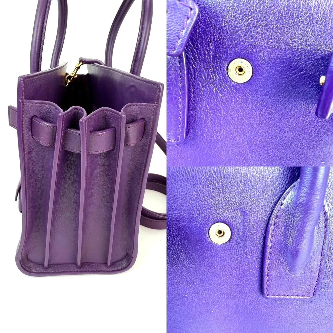 Saint Laurent Sac De Jour Purple Leather Shoulder Bag - 8