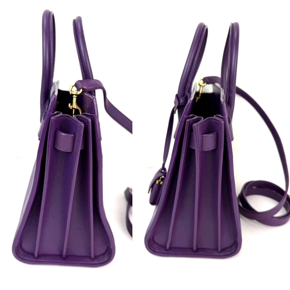 Saint Laurent Sac De Jour Purple Leather Shoulder Bag - 9