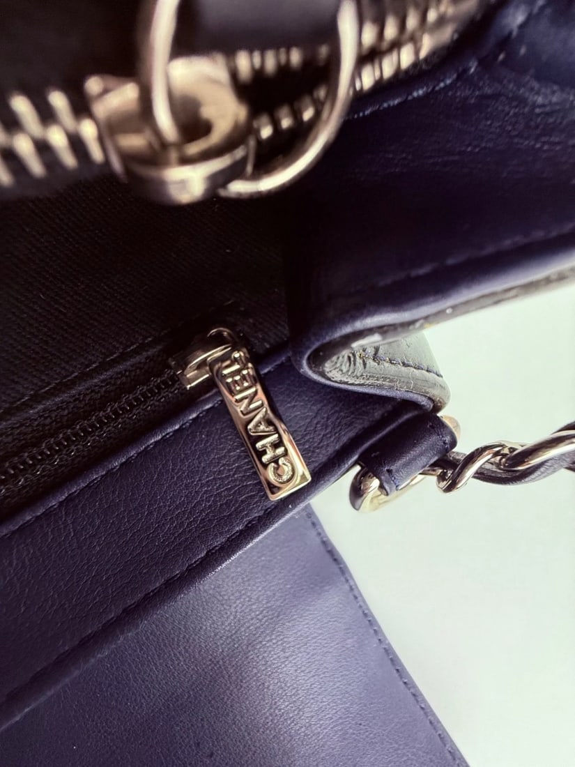 Chanel Medium Coco Shine Accordion Patent Leather Dark Navy Flap Bag - 10