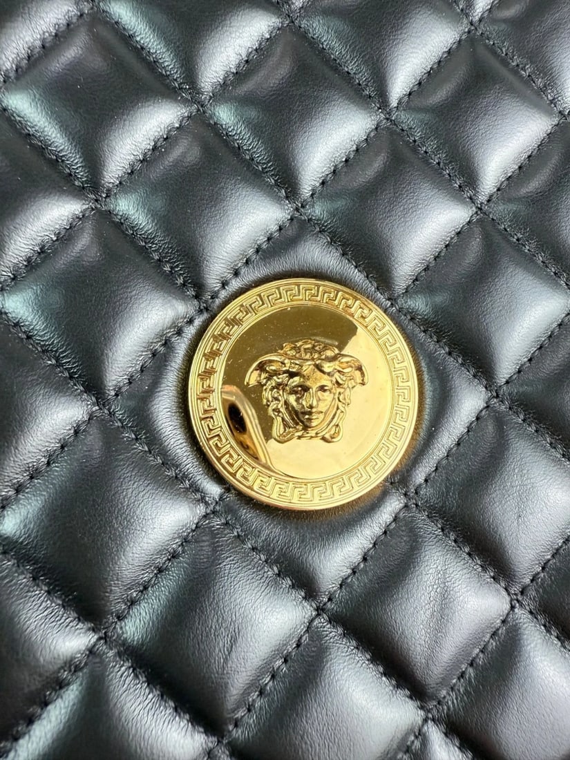 Versace Gianni Nappa Quilted Medusa Black Leather Tote Bag - 5