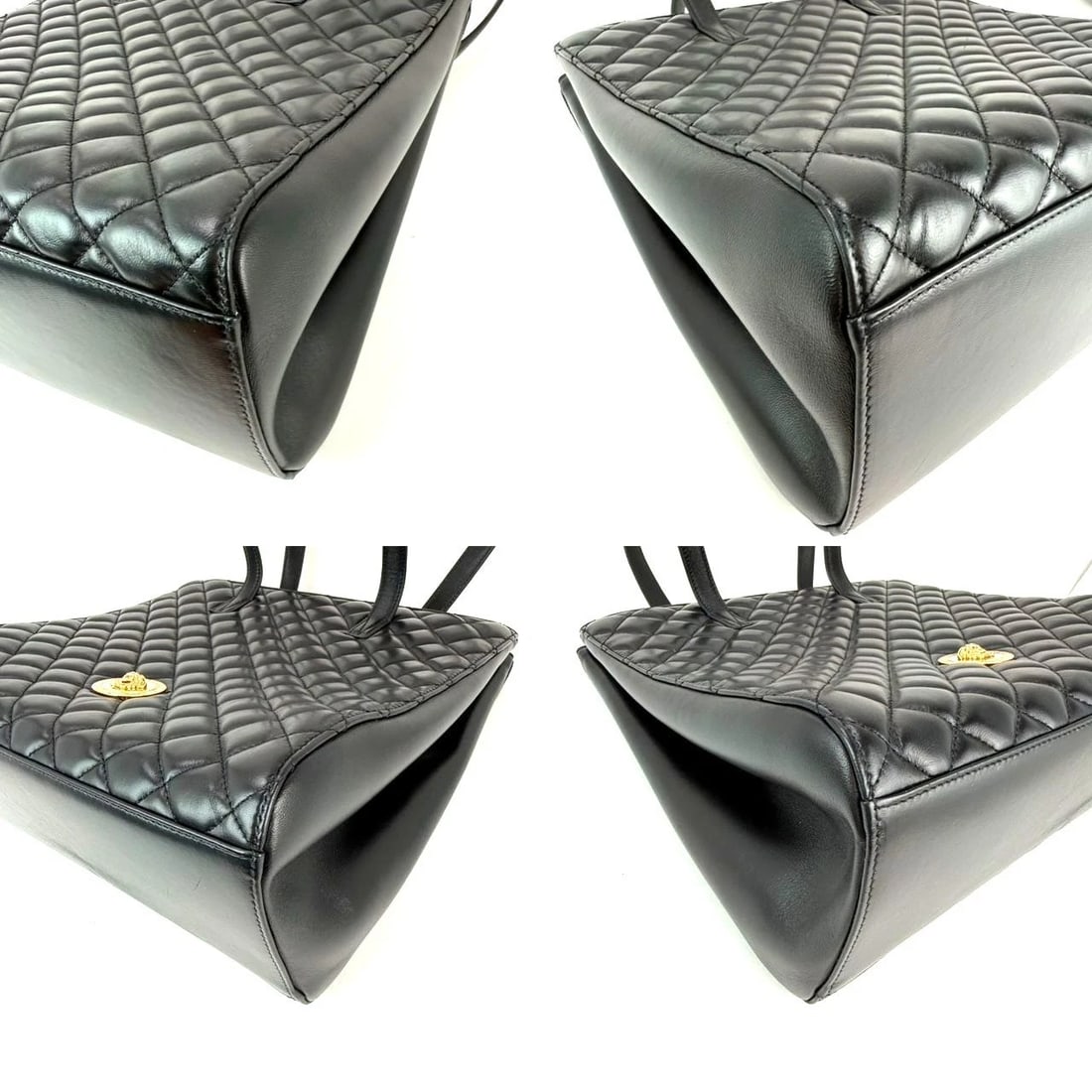 Versace Gianni Nappa Quilted Medusa Black Leather Tote Bag - 7