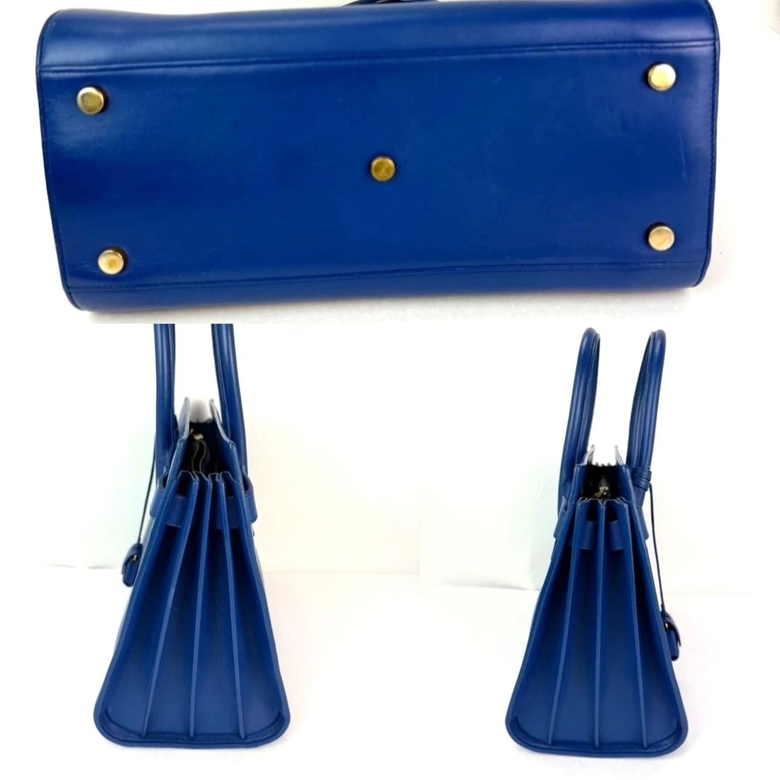 Saint Laurent Sac De Jour Blue Leather Hand Bag - 4