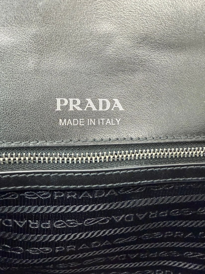 Prada Cahier Beige Gray Calfskin Leather Crossbody Clutch Bag - 6