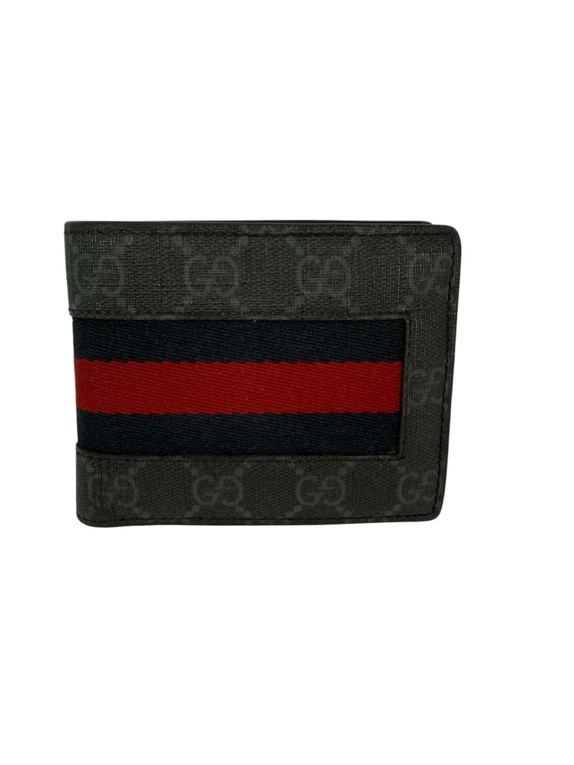 GUCCI GG Supreme Men's Web Black Bi-Fold Wallet - 2
