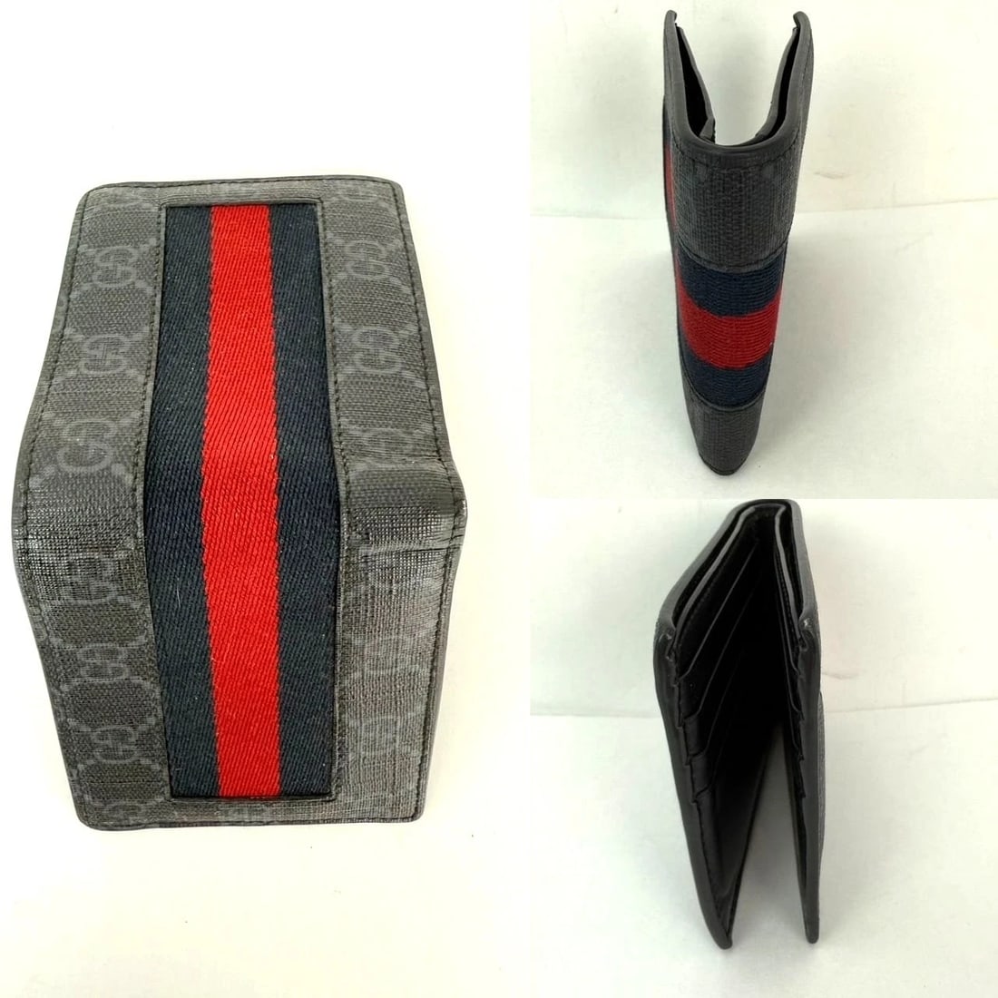 GUCCI GG Supreme Men's Web Black Bi-Fold Wallet - 4