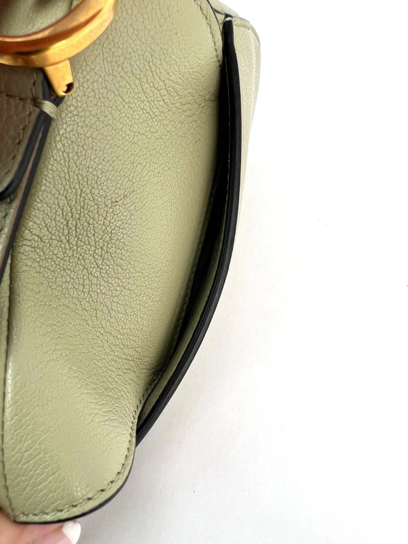 Christian Dior Goatskin Light Green Micro Saddle Bag with Strap - 14