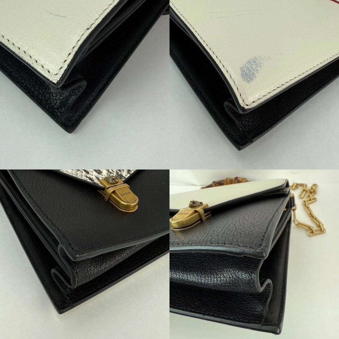 Gucci Calfskin Snakeskin Studded Medium Ottilia Top Handle ShoulderBag - 9